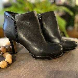Clarks Black Leather Ankle Booties